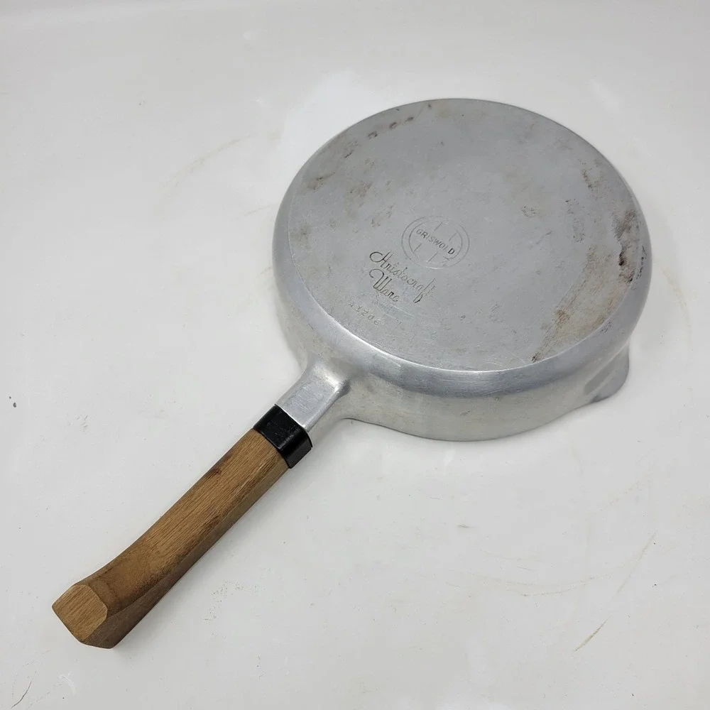 Griswold Aristocraft Ware A1206 Cast Aluminum‎ Skillet Wood Handle Vintage MCM